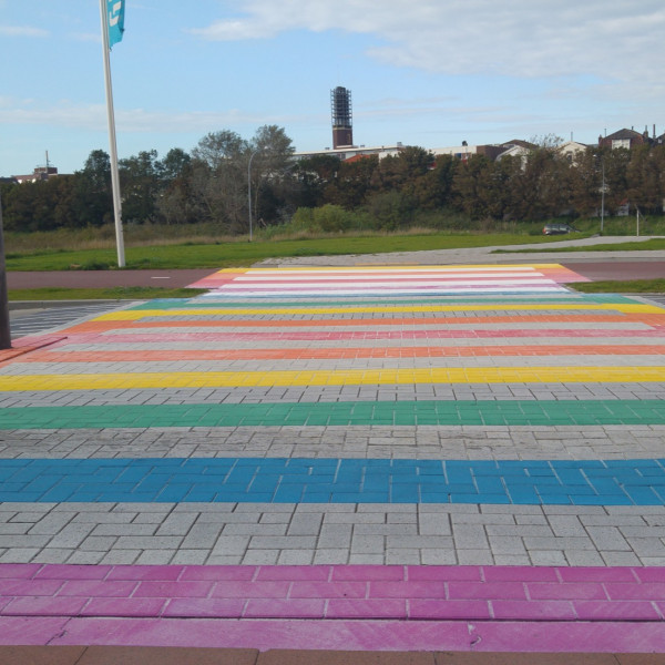 Grote opkomst bij de officiële opening van het regenboogzebrapad in Vlissingen